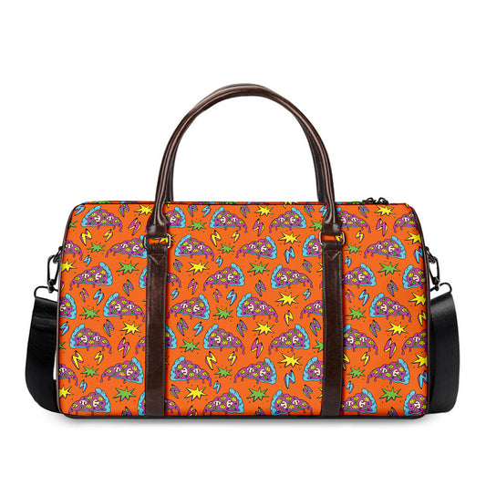 Trippy Pizza Pattern Print Duffle Bag