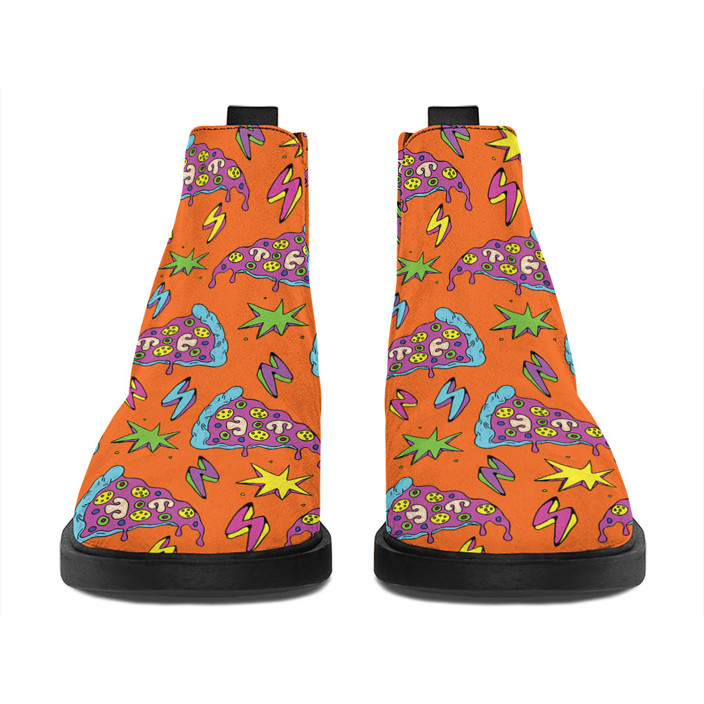 Trippy Pizza Pattern Print Flat Ankle Boots