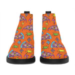 Trippy Pizza Pattern Print Flat Ankle Boots