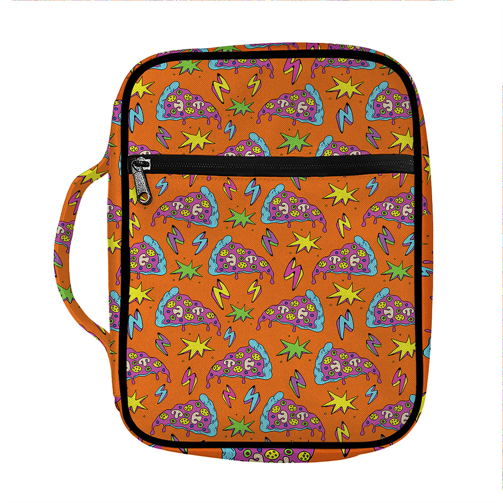 Trippy Pizza Pattern Print Front Pocket Bible Bag