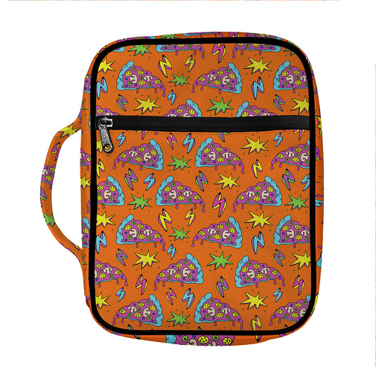 Trippy Pizza Pattern Print Front Pocket Bible Bag