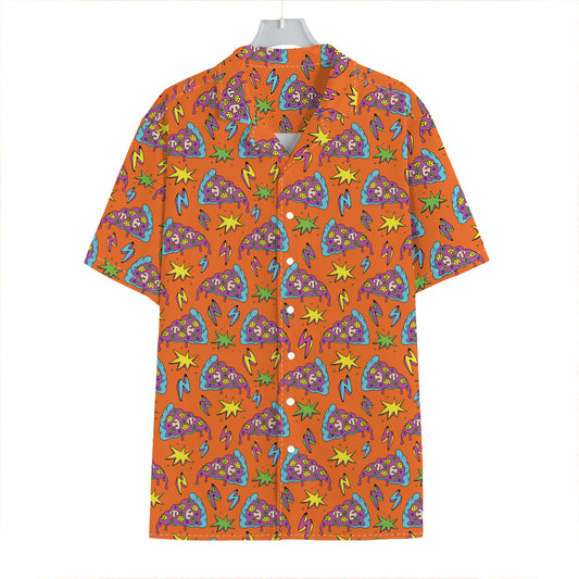 Trippy Pizza Pattern Print Hawaiian Shirt