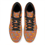 Trippy Pizza Pattern Print High Top Leather Sneakers