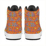 Trippy Pizza Pattern Print High Top Leather Sneakers