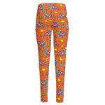 Trippy Pizza Pattern Print High-Waisted Pocket Leggings