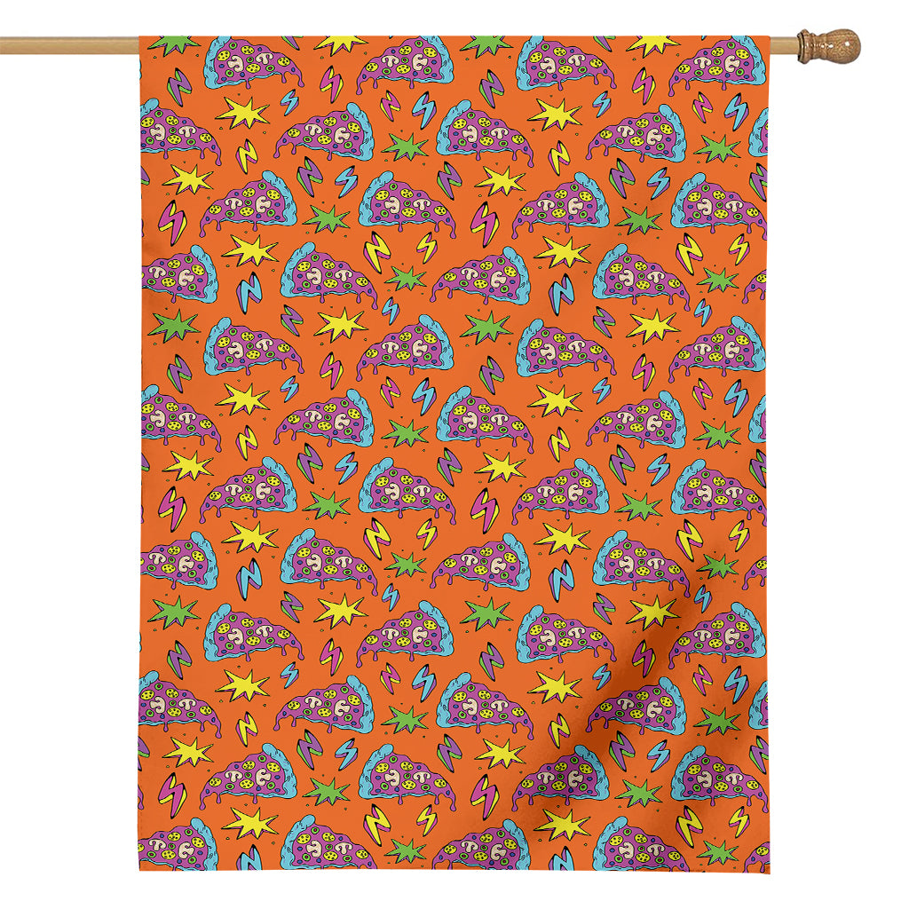 Trippy Pizza Pattern Print House Flag