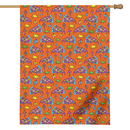 Trippy Pizza Pattern Print House Flag