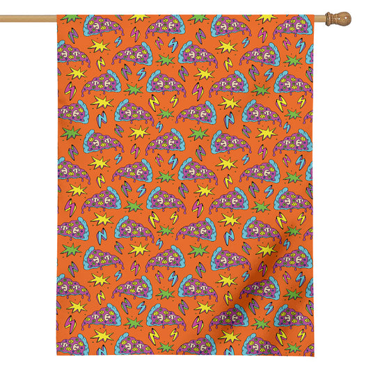 Trippy Pizza Pattern Print House Flag