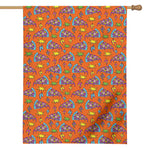 Trippy Pizza Pattern Print House Flag
