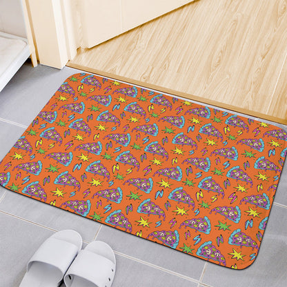 Trippy Pizza Pattern Print Indoor Door Mat