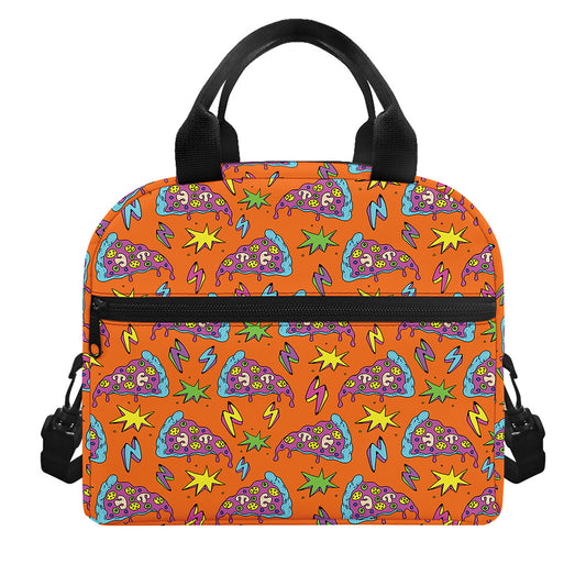 Trippy Pizza Pattern Print Insulated Lunch Bag