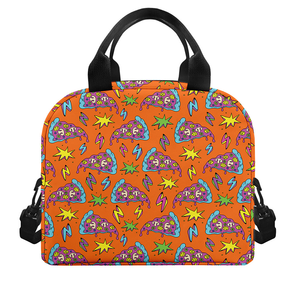 Trippy Pizza Pattern Print Insulated Lunch Bag
