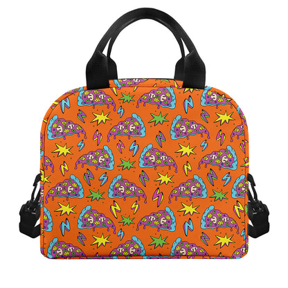 Trippy Pizza Pattern Print Insulated Lunch Bag