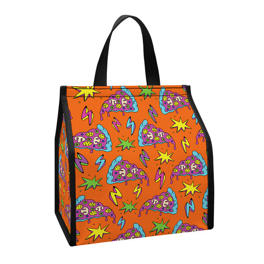 Trippy Pizza Pattern Print Insulated Lunch Tote