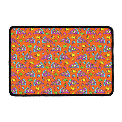 Trippy Pizza Pattern Print Kitchen Mat