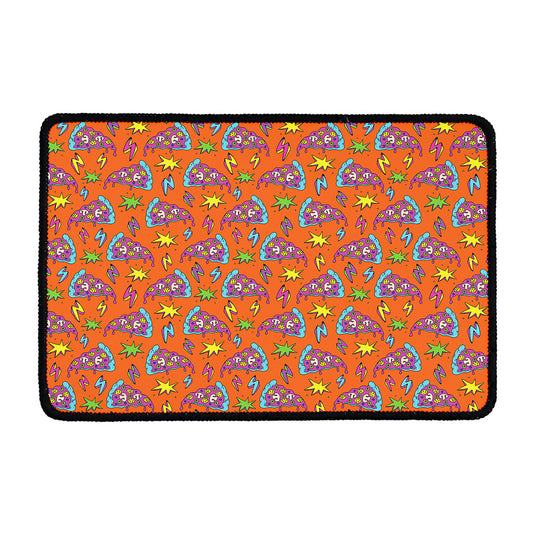Trippy Pizza Pattern Print Kitchen Mat