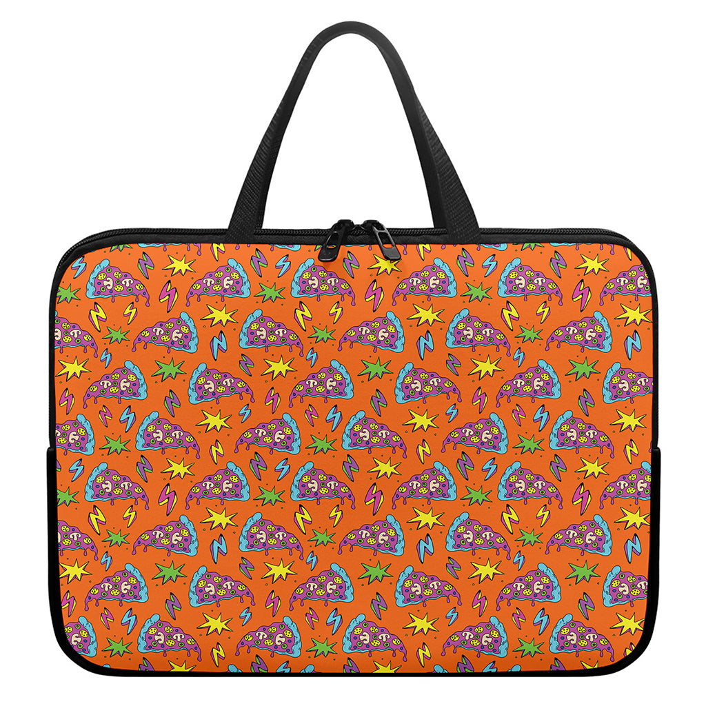 Trippy Pizza Pattern Print Laptop Sleeve With Handle