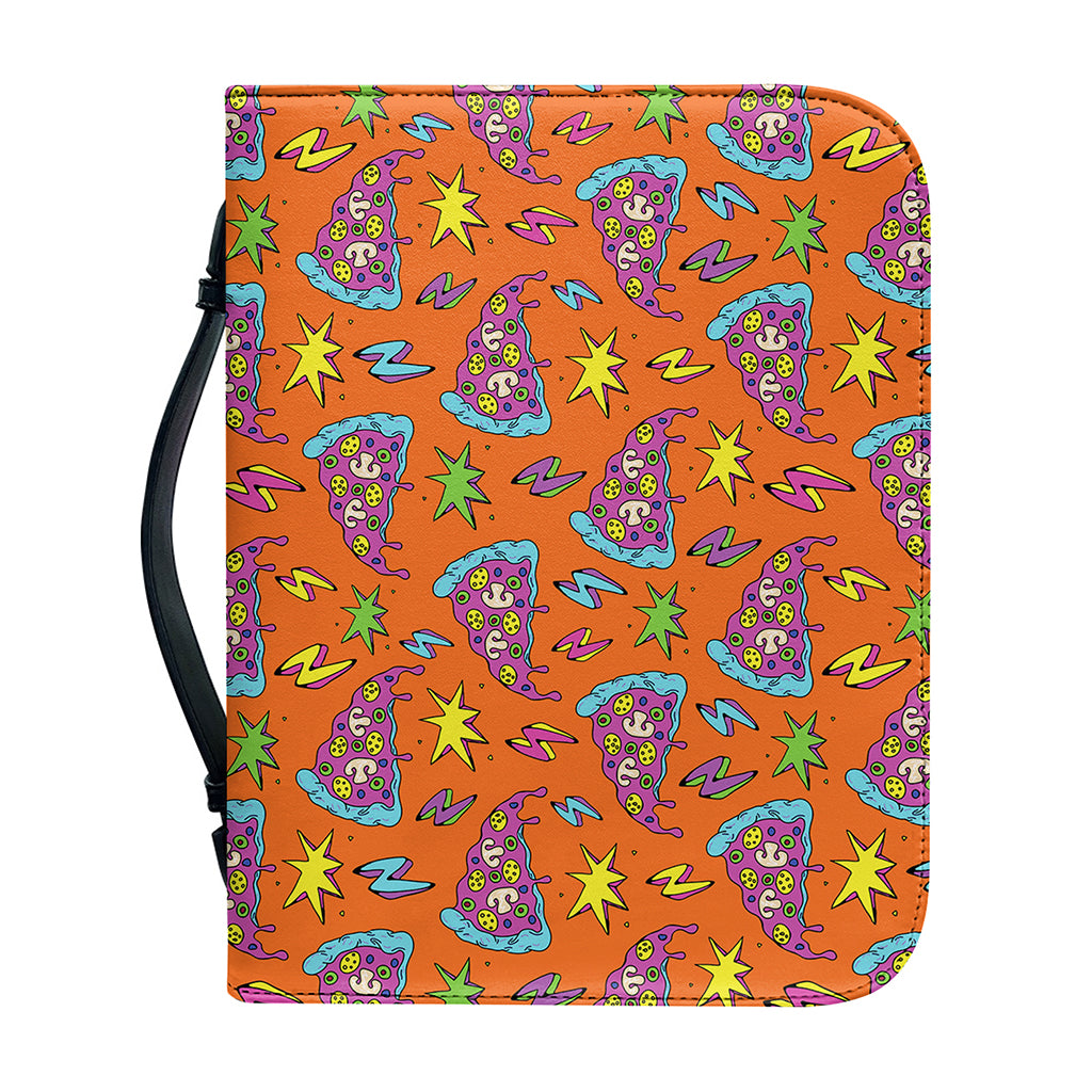 Trippy Pizza Pattern Print Leather Bible Cover