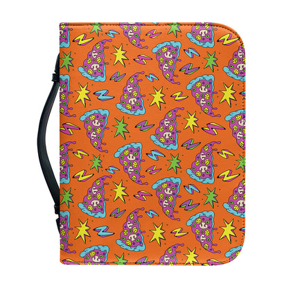 Trippy Pizza Pattern Print Leather Bible Cover