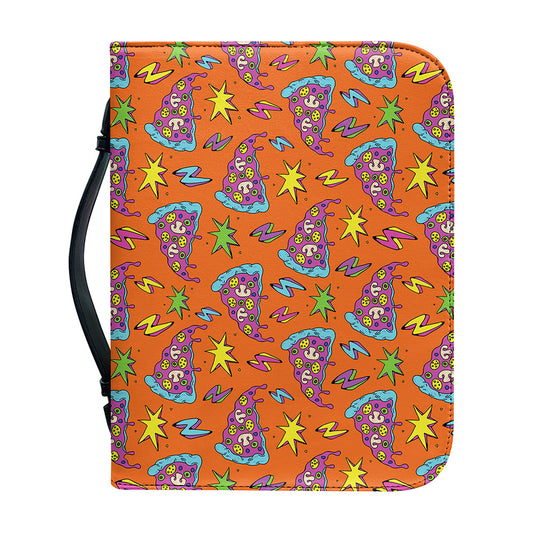 Trippy Pizza Pattern Print Leather Bible Cover