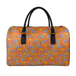 Trippy Pizza Pattern Print Leather Duffle Bag