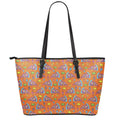 Trippy Pizza Pattern Print Leather Tote Bag With Zipper