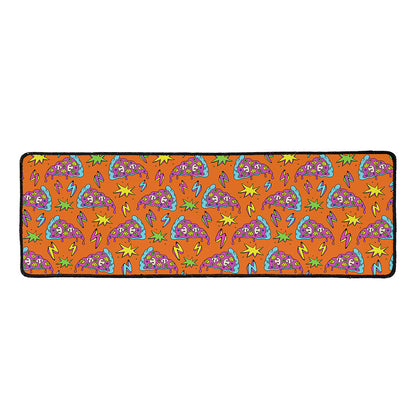 Trippy Pizza Pattern Print Long Kitchen Mat