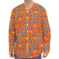 Trippy Pizza Pattern Print Long Sleeve Baseball Jersey