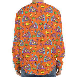 Trippy Pizza Pattern Print Long Sleeve Baseball Jersey