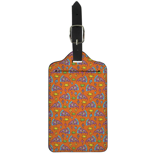 Trippy Pizza Pattern Print Luggage Tag