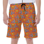 Trippy Pizza Pattern Print Men's Beach Shorts