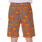 Trippy Pizza Pattern Print Men's Beach Shorts