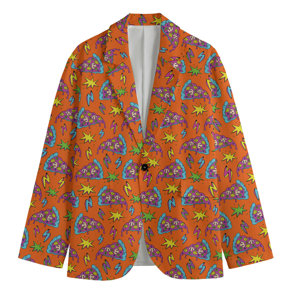 Trippy Pizza Pattern Print Men's Blazer