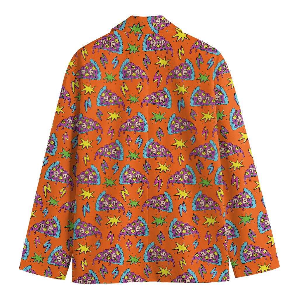 Trippy Pizza Pattern Print Men's Blazer