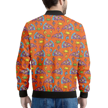 Trippy Pizza Pattern Print Men's Bomber Jacket