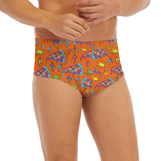 Trippy Pizza Pattern Print Men's Briefs
