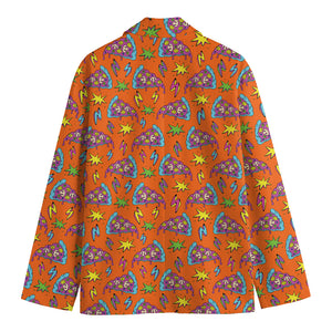 Trippy Pizza Pattern Print Men's Cotton Blazer