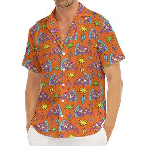 Trippy Pizza Pattern Print Men's Deep V-Neck Shirt