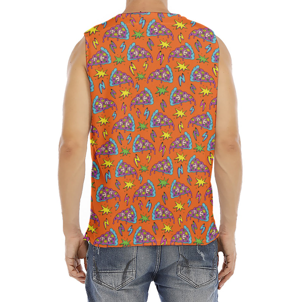 Trippy Pizza Pattern Print Men's Fitness Tank Top