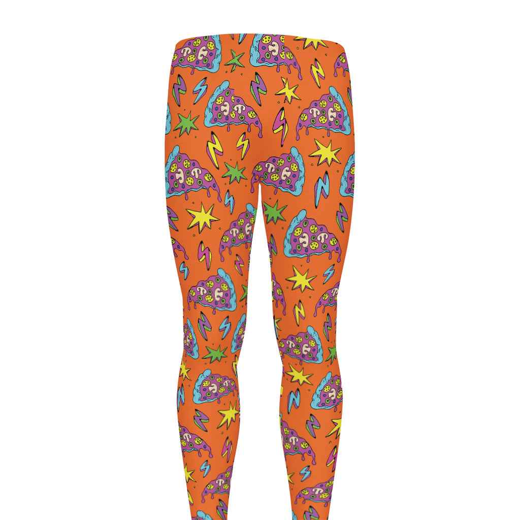 Trippy Pizza Pattern Print Men's leggings