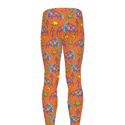 Trippy Pizza Pattern Print Men's leggings