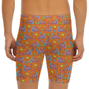 Trippy Pizza Pattern Print Men's Long Boxer Briefs