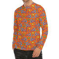 Trippy Pizza Pattern Print Men's Long Sleeve Rash Guard