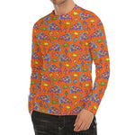 Trippy Pizza Pattern Print Men's Long Sleeve Rash Guard