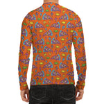 Trippy Pizza Pattern Print Men's Long Sleeve Rash Guard