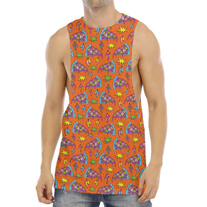 Trippy Pizza Pattern Print Men's Muscle Tank Top