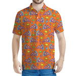 Trippy Pizza Pattern Print Men's Polo Shirt