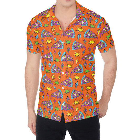 Trippy Pizza Pattern Print Men's Shirt