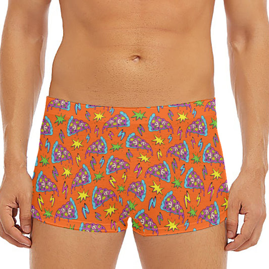 Trippy Pizza Pattern Print Men's Short Boxer Briefs