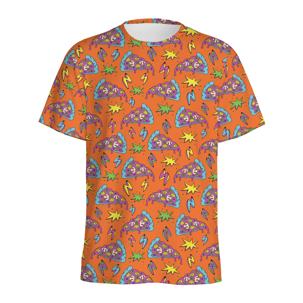 Trippy Pizza Pattern Print Men's Sports T-Shirt